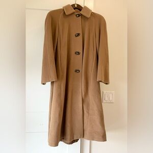 Cinzia Rocca 100% Wool Camel Coat, Duffle Closure & Fur Hood US Size 4